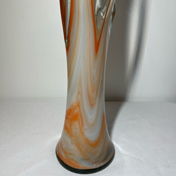 Arklahoma Co Art Glass Vase aka Sooner Ozark White Orange Swirl. VINTAGE 17” - Picture 5 of 11